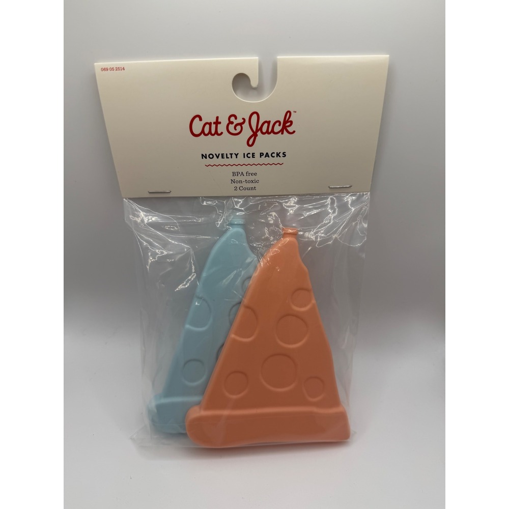 Cat & Jack Novelty Ice Packs Pizza Slice Blue Orange 4 pack‎ (2 packs of 2)
